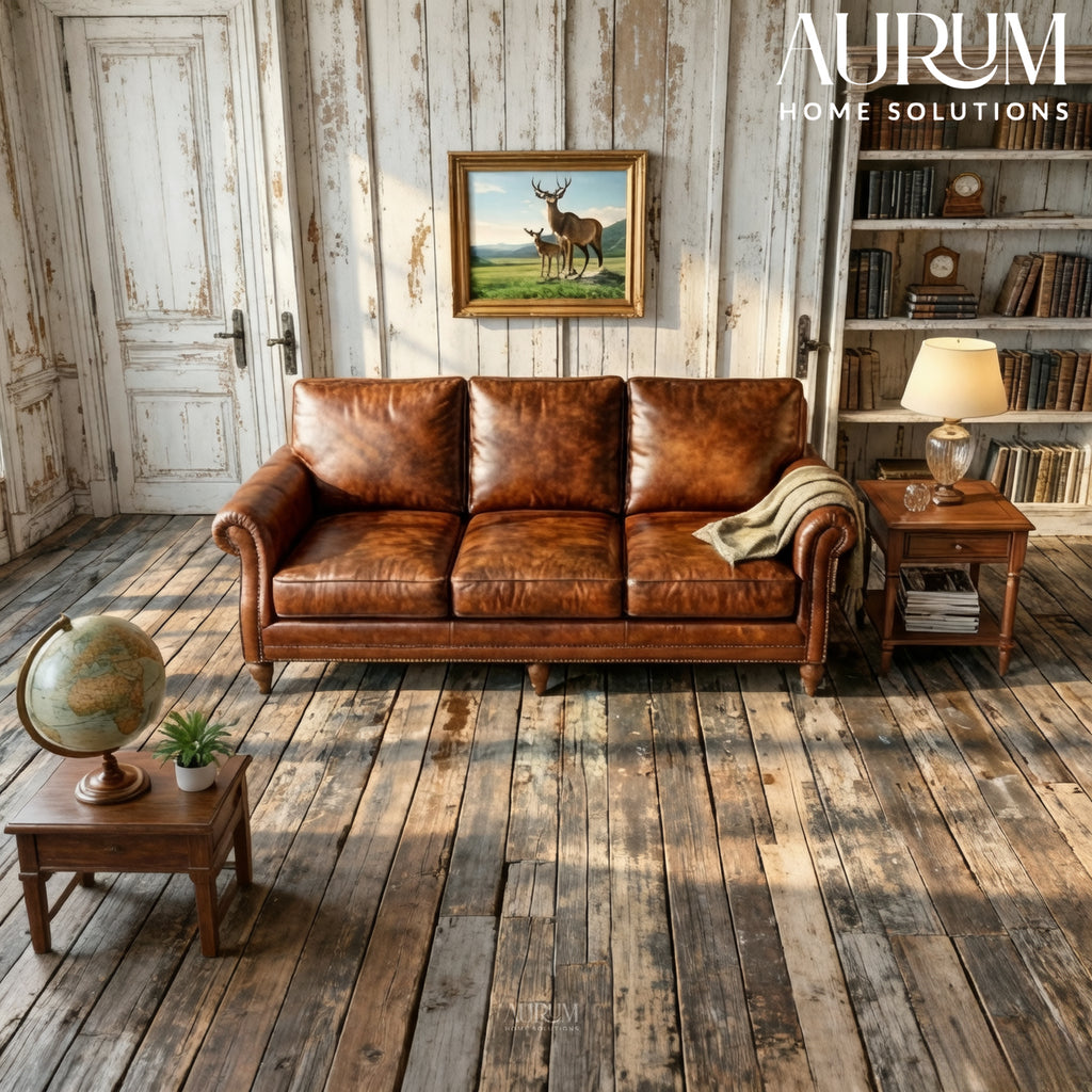 Georgia Vintage Brown Leather Sofa