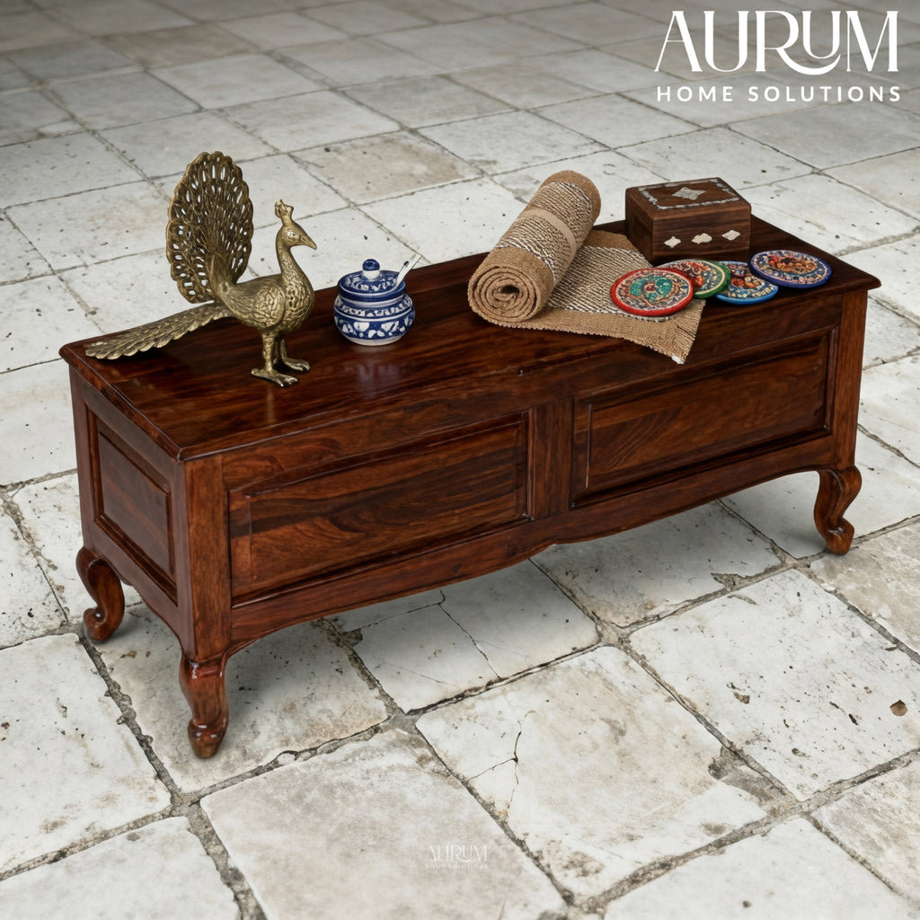 Solid Sheesham Wood Trunk in Honey Oak Tone