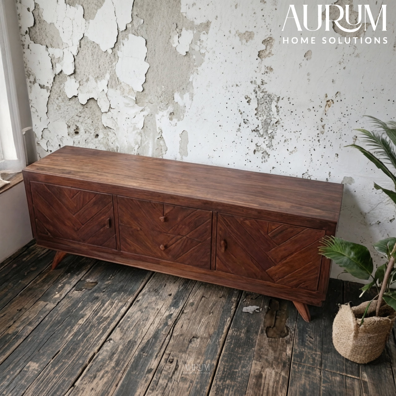 Modern Craft Ebony Mango TV Cabinet