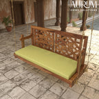 Fusion Flowered Carved Back Sheesham Wood Swing for Home