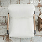 Upholstered White Accent Chair with Metal Legs & Arms
