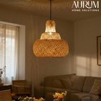 Sereni Glow Bamboo Hanging Lamp – Three-Tier Pagoda Pendant