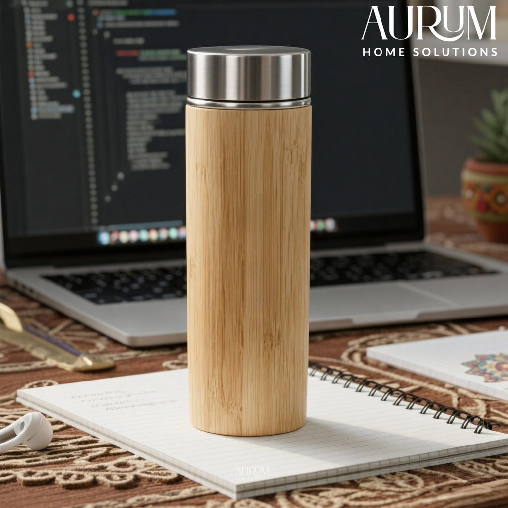 Bamboo Bottle with Stainless Steel Filter and Interior | EcoSip Tumbler