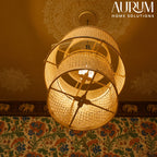 Artisan Aura Bamboo Hanging Lamp - Stacked Lantern Cane Drum