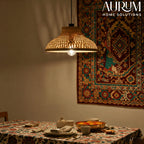 EcoLoom Bamboo Hanging Lamp - Flared Lattice Pendant