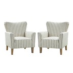 Farmhouse Striped Wingback Chairs – Set of 2