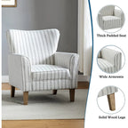 Farmhouse Striped Wingback Chairs – Set of 2