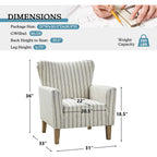 Farmhouse Striped Wingback Chairs – Set of 2