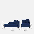 Modern Royal Blue Fabric Chaise Lounger