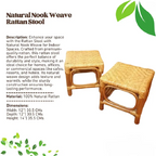 Rattan Stool with Natural Nook Weave for Indoor Spaces