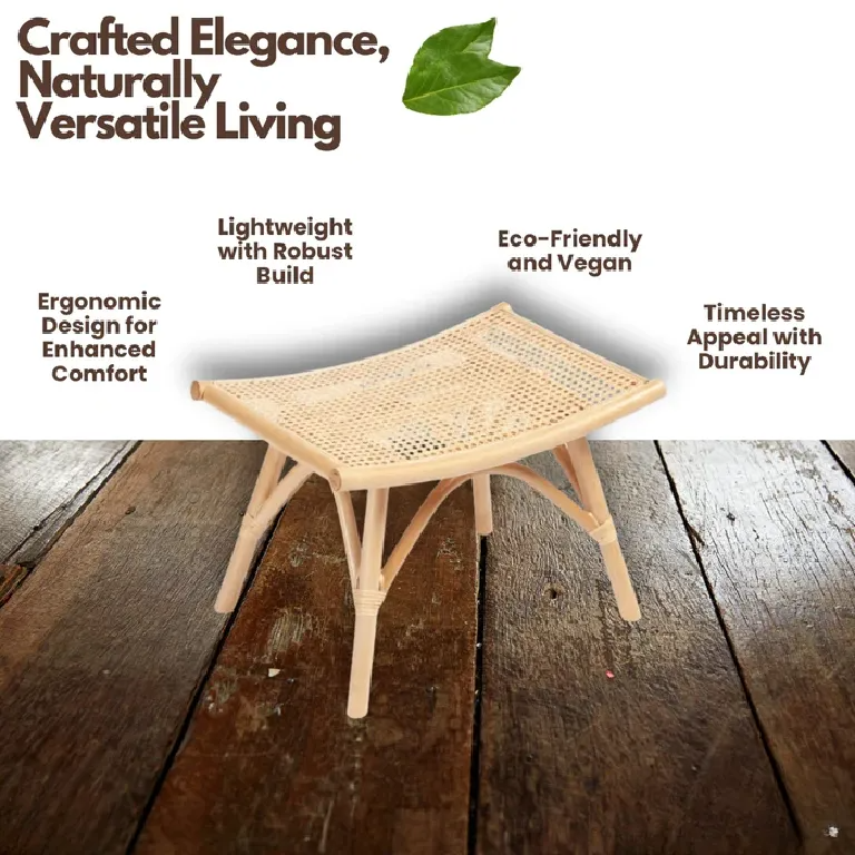 Rattan Stool with Modern Weave Wonder for Indoor Use