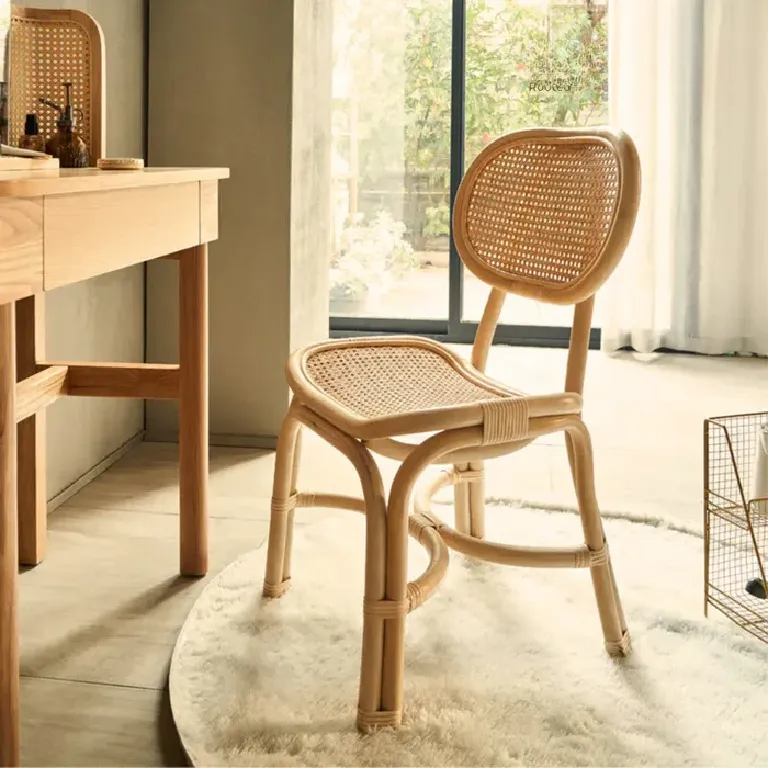 Rattan Chair with Modern Woven Design for Indoor Use