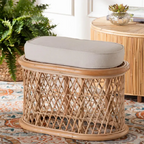 Cane Stool with Blissful Bohemian Rattan Weave for Indoor Use