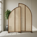 Rattan Room Divider Raindrop Reflections with Folding Panels (Per Panel)