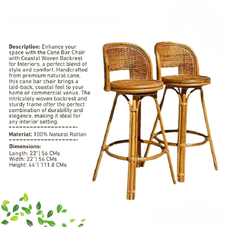Rattan Bar Chair with Zephyr Weave Cushioned Seat