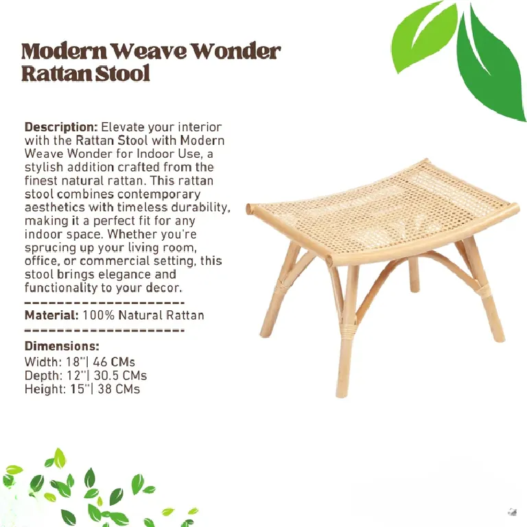 Rattan Stool with Modern Weave Wonder for Indoor Use