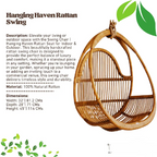 Swing Chair | Hanging Haven Rattan Seat for Indoor & Outdoor
