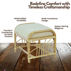 Cane Stool with Tranquil Rattan Design for Indoor Footrest