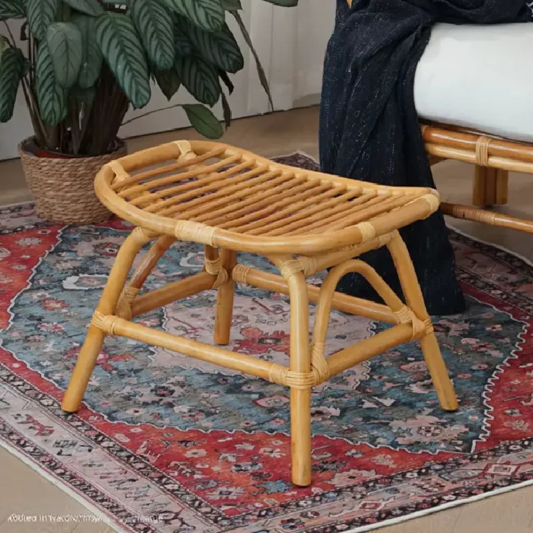 Cane Stool with Serene Rattan Weave for Indoor Use