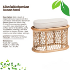 Cane Stool with Blissful Bohemian Rattan Weave for Indoor Use