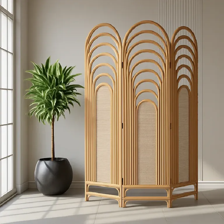 Serene Rattan Room Divider with Folding Panels
