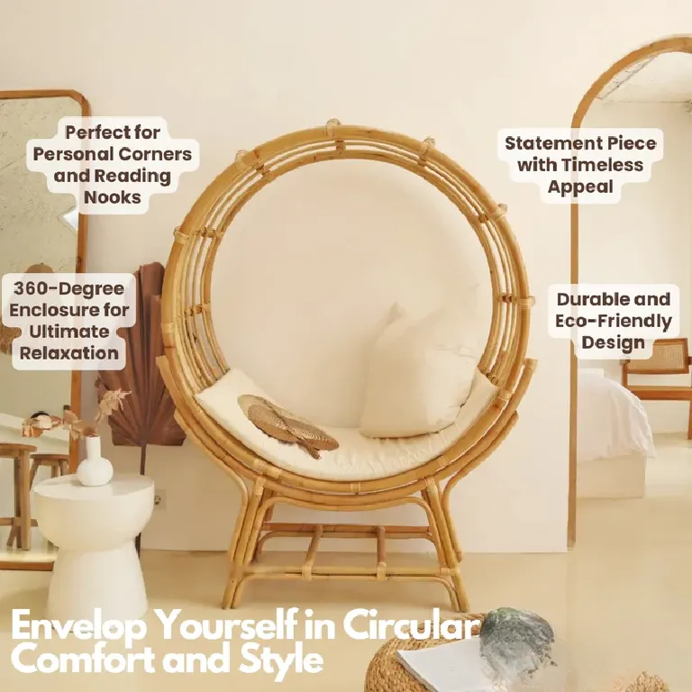 Rattan Chair with Lunar Design for Indoor Lounging