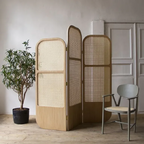 Room Partition Rattan Privacy Screen with Folding Panels