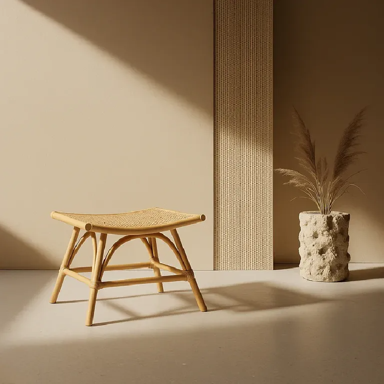 Rattan Stool with Modern Weave Wonder for Indoor Use
