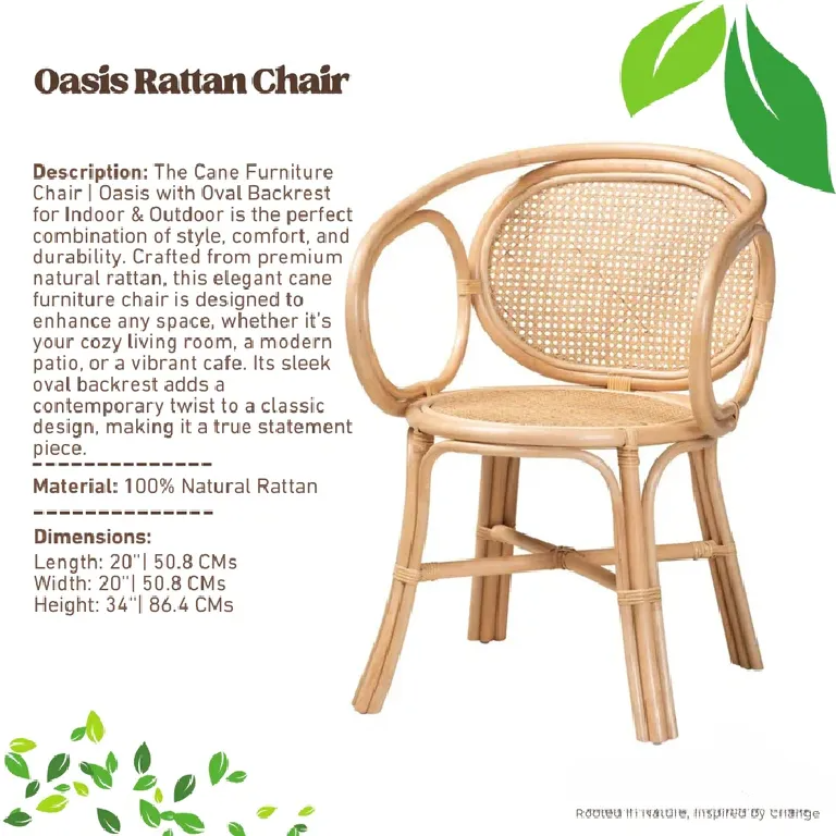 Cane Furniture Chair | Oasis with Oval Backrest for Indoor & Outdoor