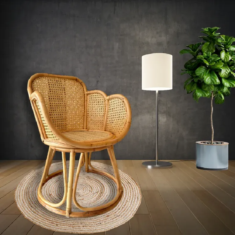 Modern Chair with Rattan Petal Design for Indoor Spaces