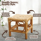 Rattan Stool with Natural Nook Weave for Indoor Spaces