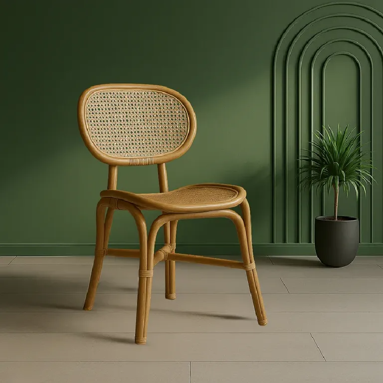 Rattan Chair with Modern Woven Design for Indoor Use