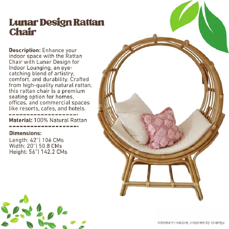 Rattan Chair with Lunar Design for Indoor Lounging
