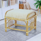 Cane Stool with Tranquil Rattan Design for Indoor Footrest