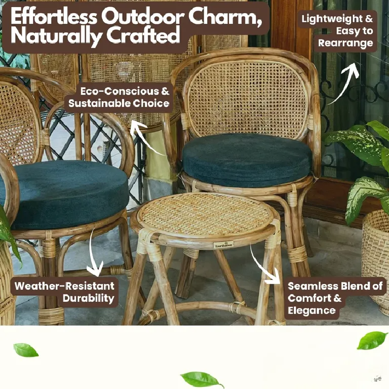 Rattan Patio Set | Sunbeam Handwoven Outdoor Seating for Balcony & Garden
