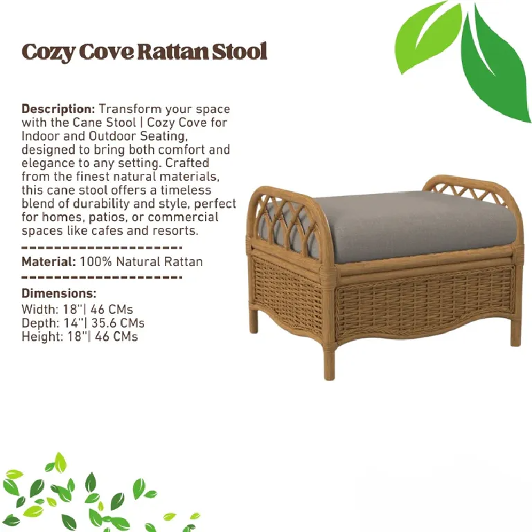 Cane Stool | Cozy Cove for Indoor and Outdoor Seating