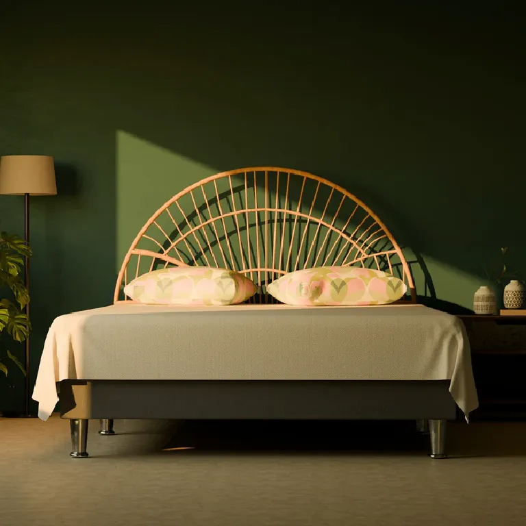 CasaWave Rattan Headboard - Sunburst Cane Design