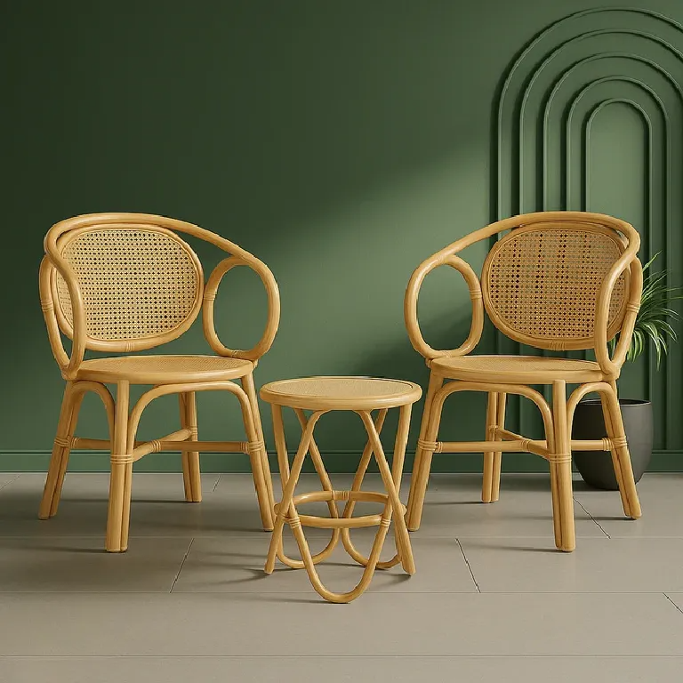 Rattan Patio Set | Sunbeam Handwoven Outdoor Seating for Balcony & Garden