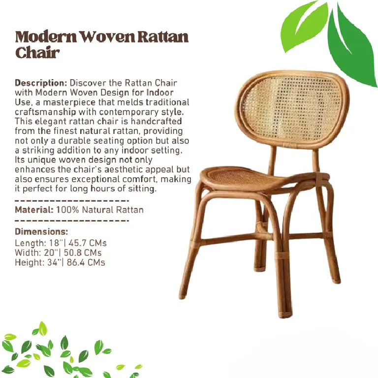 Rattan Chair with Modern Woven Design for Indoor Use