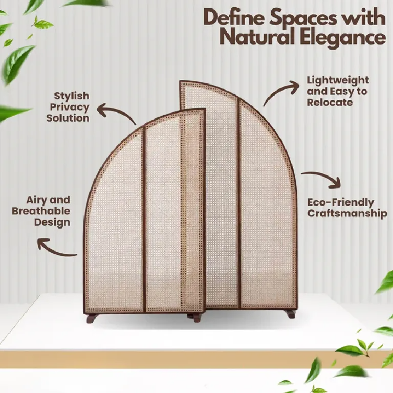 Rattan Room Divider Raindrop Reflections with Folding Panels (Per Panel)