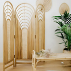 Serene Rattan Room Divider with Folding Panels