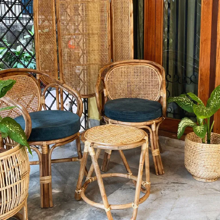 Rattan Patio Set | Sunbeam Handwoven Outdoor Seating for Balcony & Garden