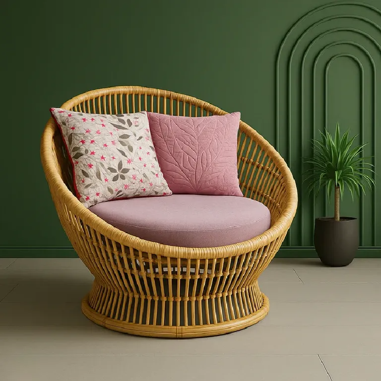 Single Round Sofa Retreat in Natural Rattan for Indoor & Outdoor