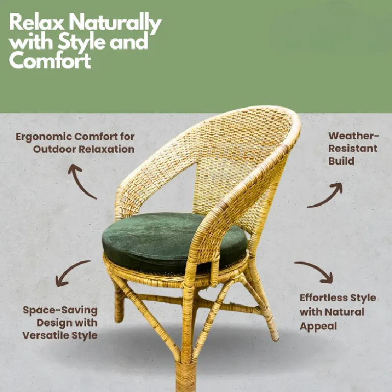 Balcony Chair in Natural Rattan | Rattan Bliss for Outdoor & Indoor
