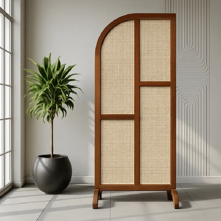 Rattan Room Divider Veil with Natural Cane Panels (Per Panel)