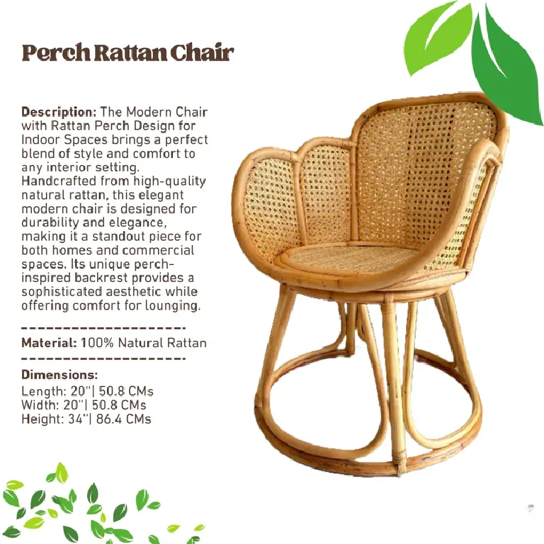 Modern Chair with Rattan Petal Design for Indoor Spaces