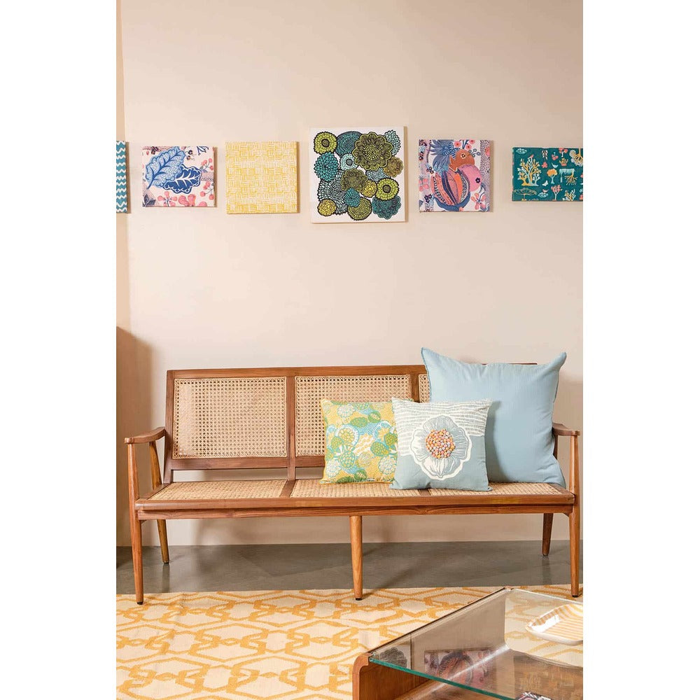 Modern Solid Wood Sinni 3 Seater Wicker Bench