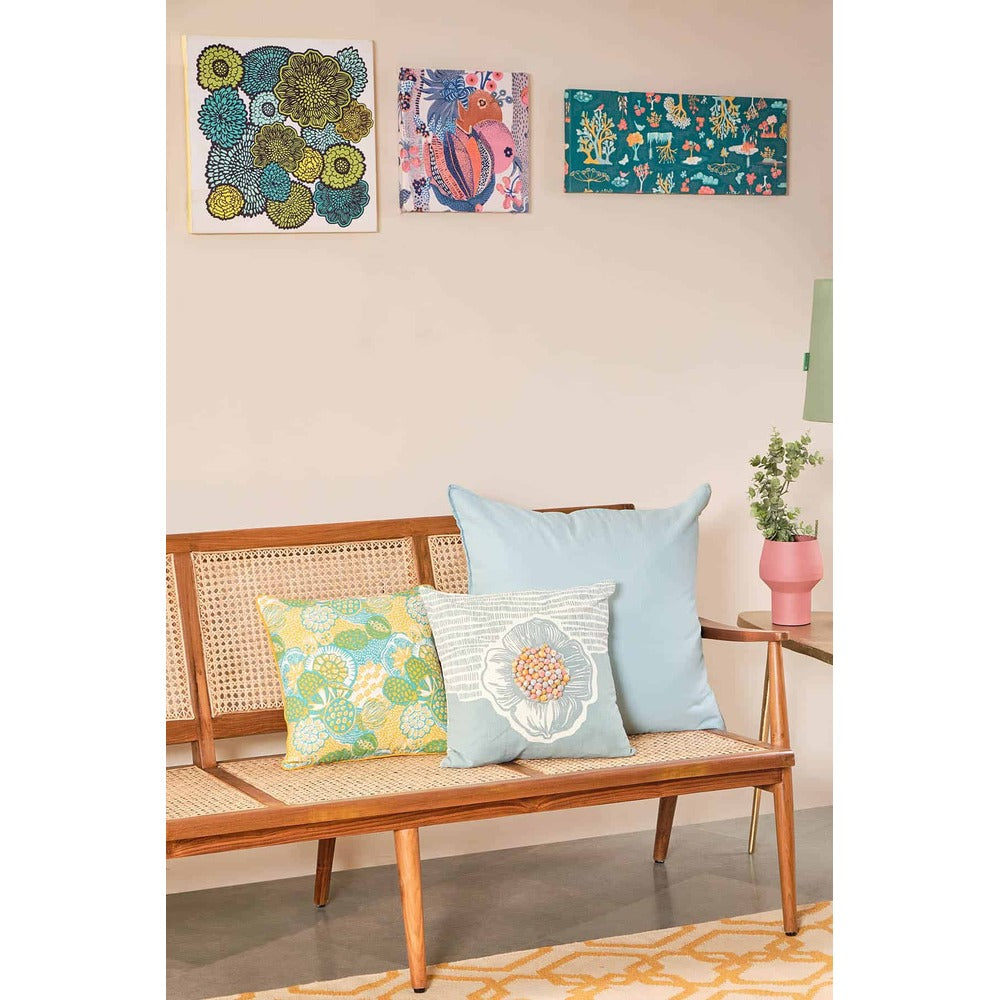 Modern Solid Wood Sinni 3 Seater Wicker Bench