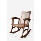 Rocking Teak Wood and Wicker Armchair