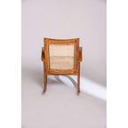 Rocking Teak Wood and Wicker Armchair